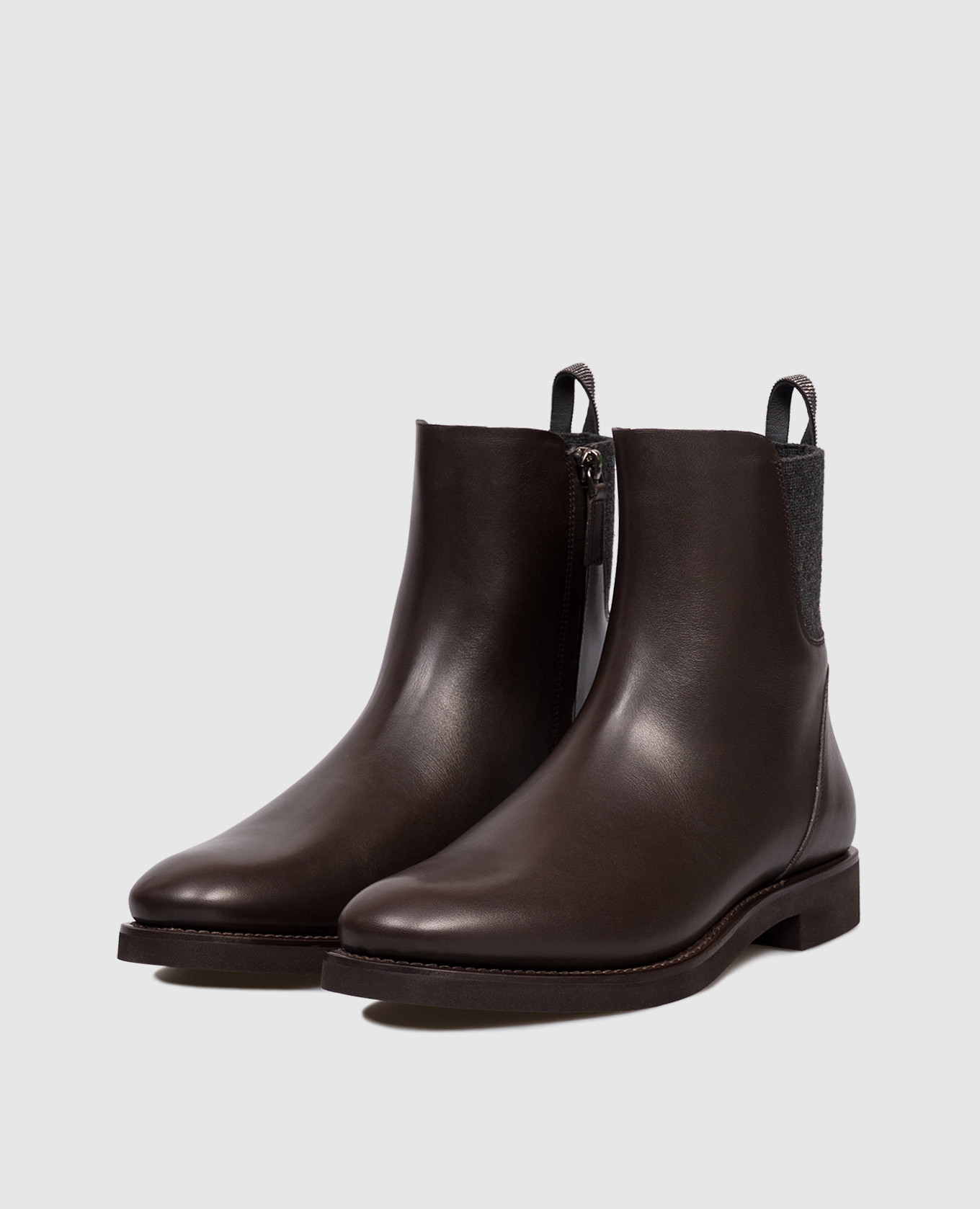 Brown leather Mat boots with monil chain Brunello Cucinelli 2