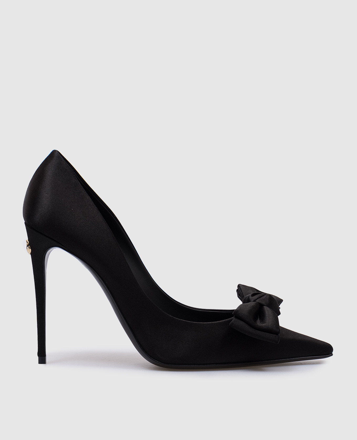 Black satin shoes with metallic dg logo dolce&gabbana