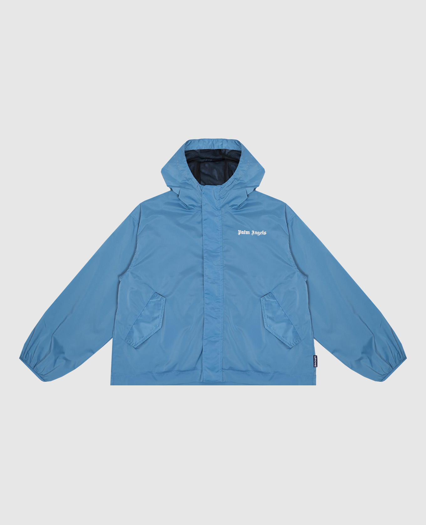 Children&#39;s blue windbreaker with logo print Palm Angels