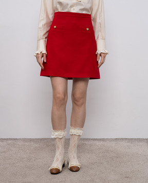 Valentino Red wool and silk mini skirt 7B3RACM21CF