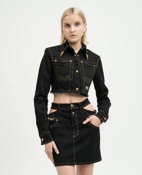 Versace Jeans Couture Black denim jacket with logo 76HAL253DW060L54