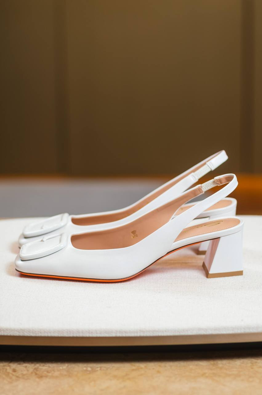 

White leather slingbacks Santoni