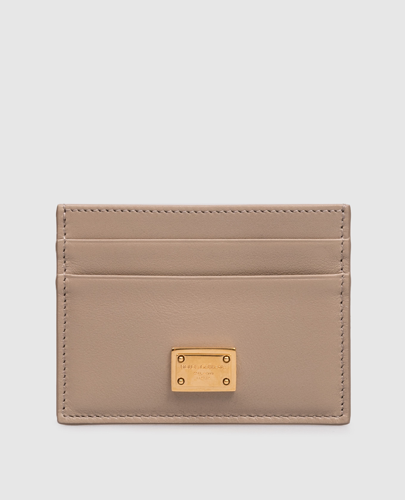 Beige leather cardholder with logo Dolce&Gabbana