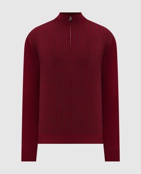 Stefano Ricci Burgundy wool, cashmere and silk polo KE04000L01E25360