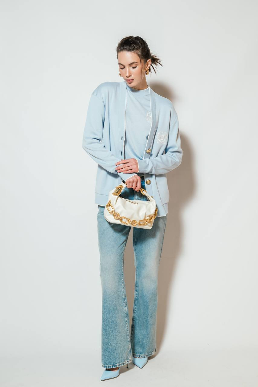 

Blue flared jeans with a frayed effect Balmain, Light blue