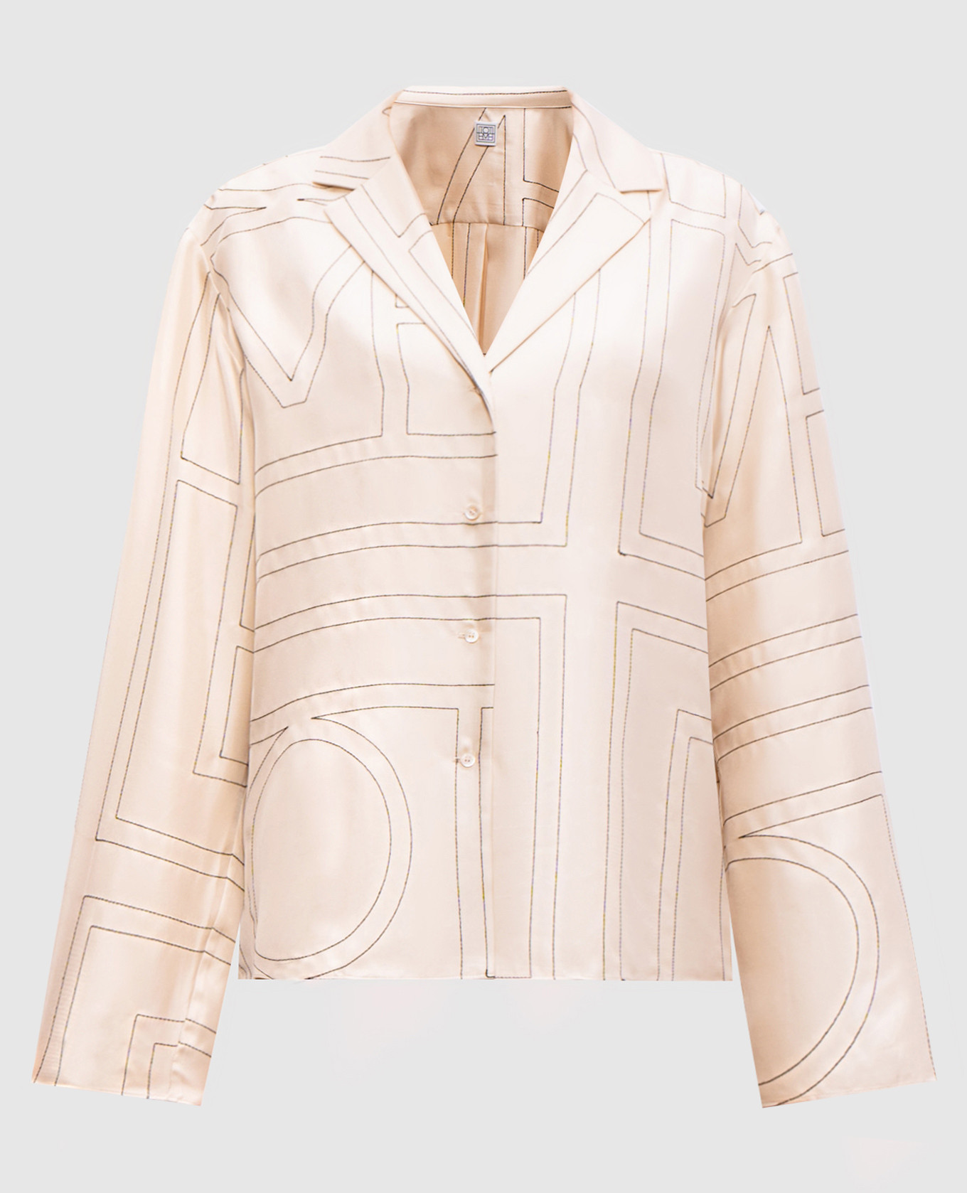 

Beige silk blouse with embroidered monogram logo Toteme