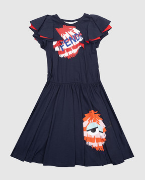 Fendi Children's blue dress with logo print JFB1571012
