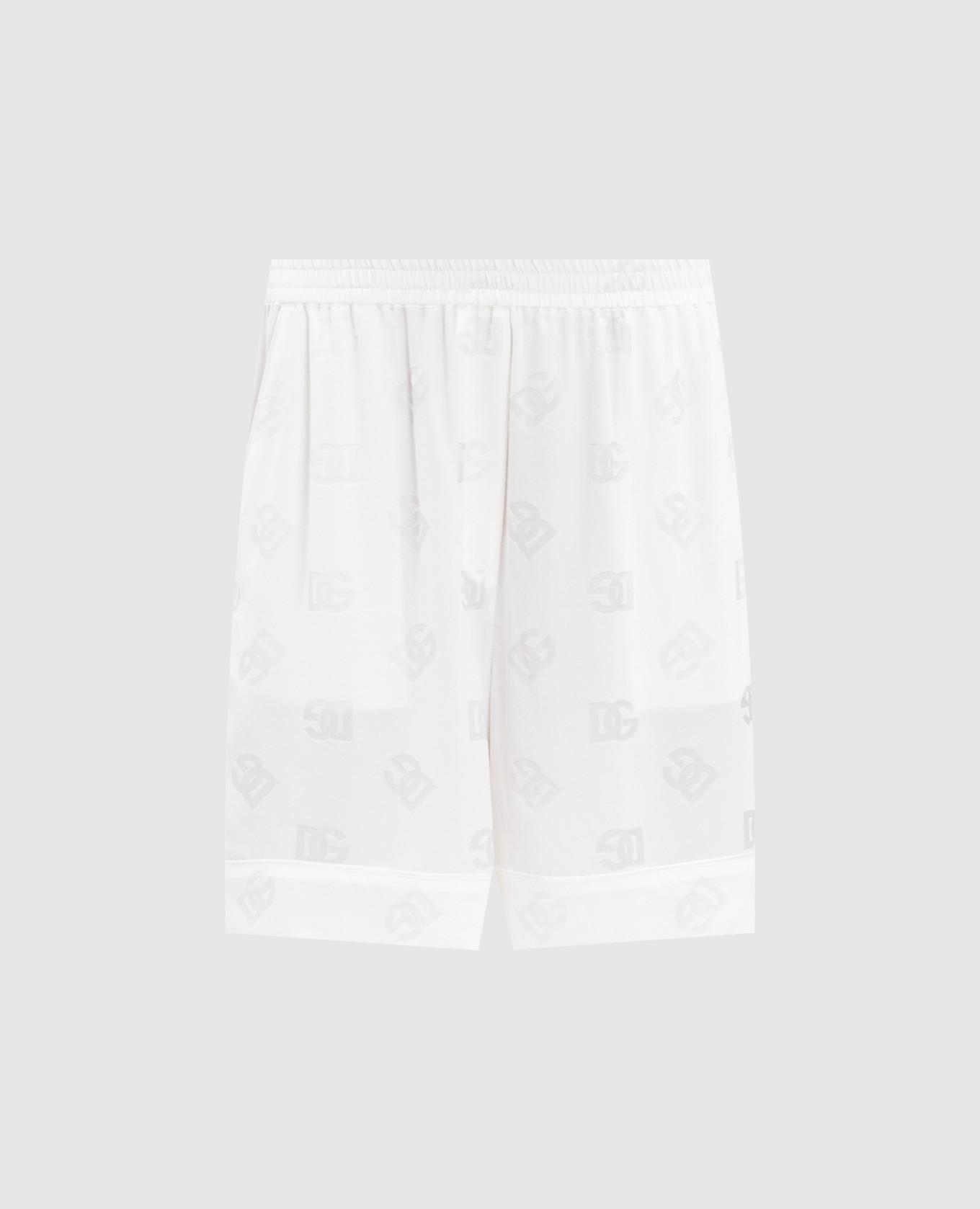 White silk shorts with logo Dolce&Gabbana