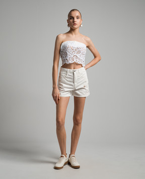 Ermanno Scervino White top with lace D442L326BXI