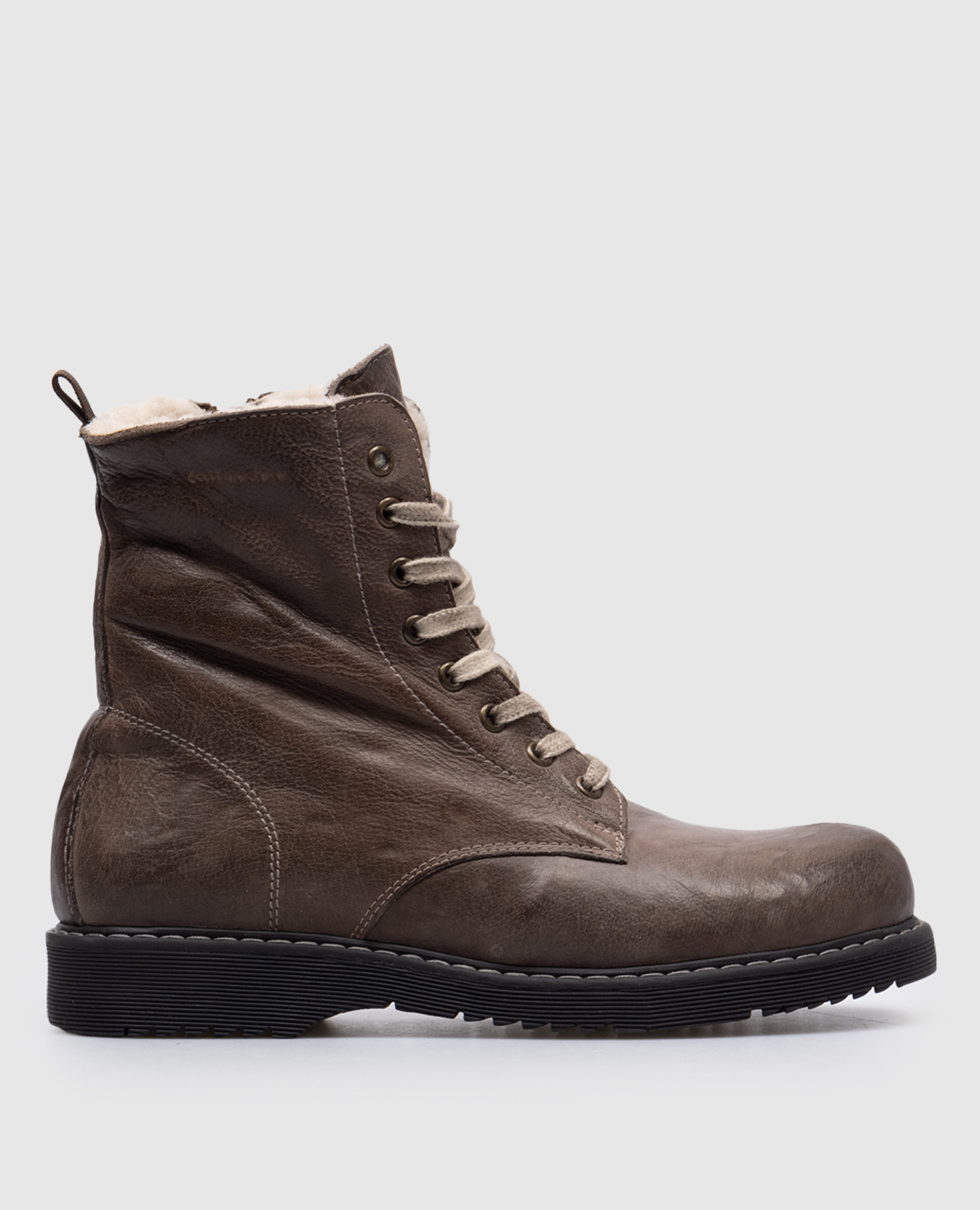 Children's brown leather boots with fur