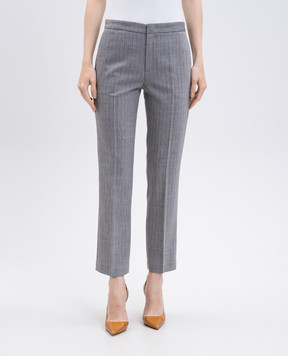 Twinset Grey wool trousers with logo pattern 252TP2634