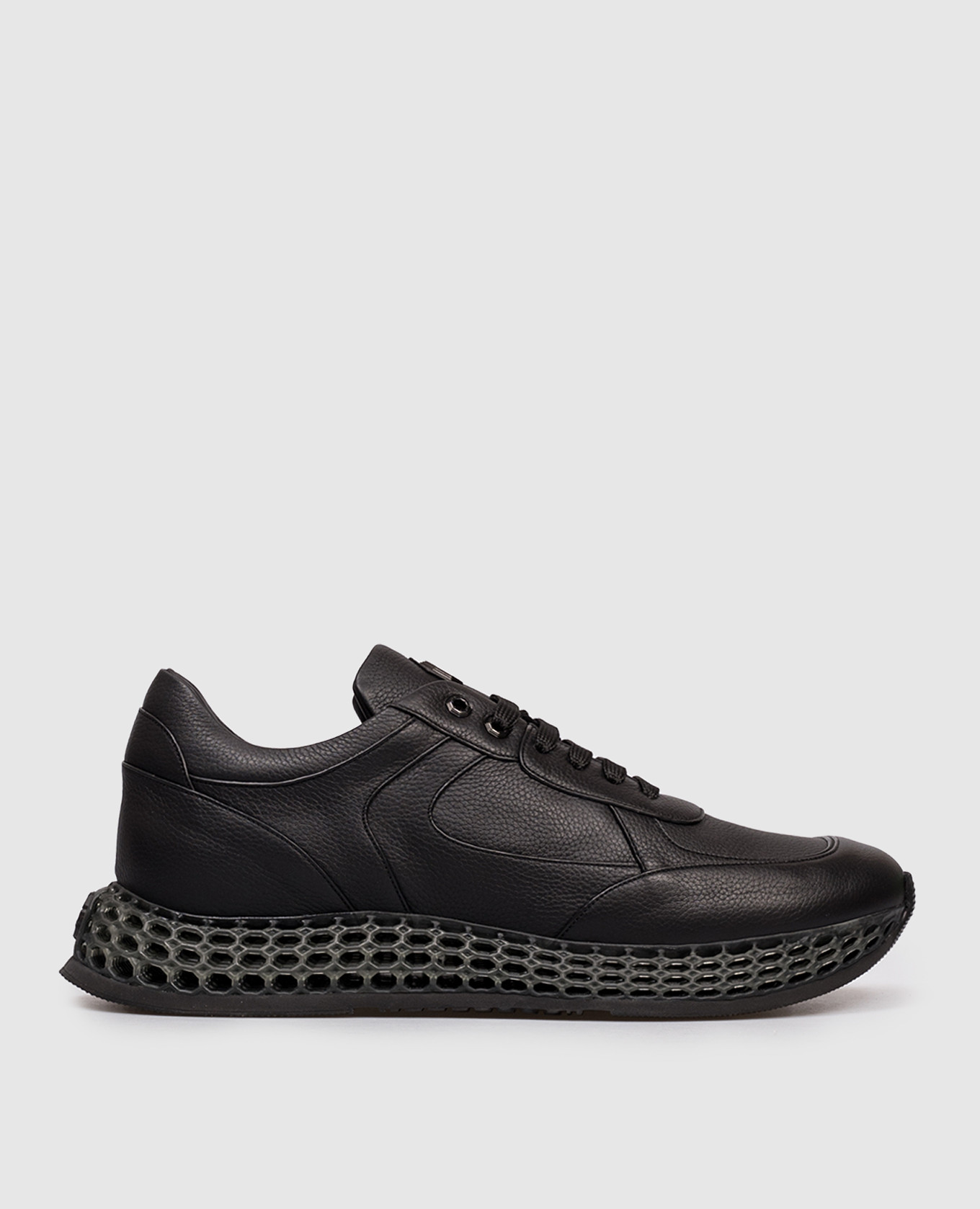 Black leather sneakers with logo Stefano Ricci