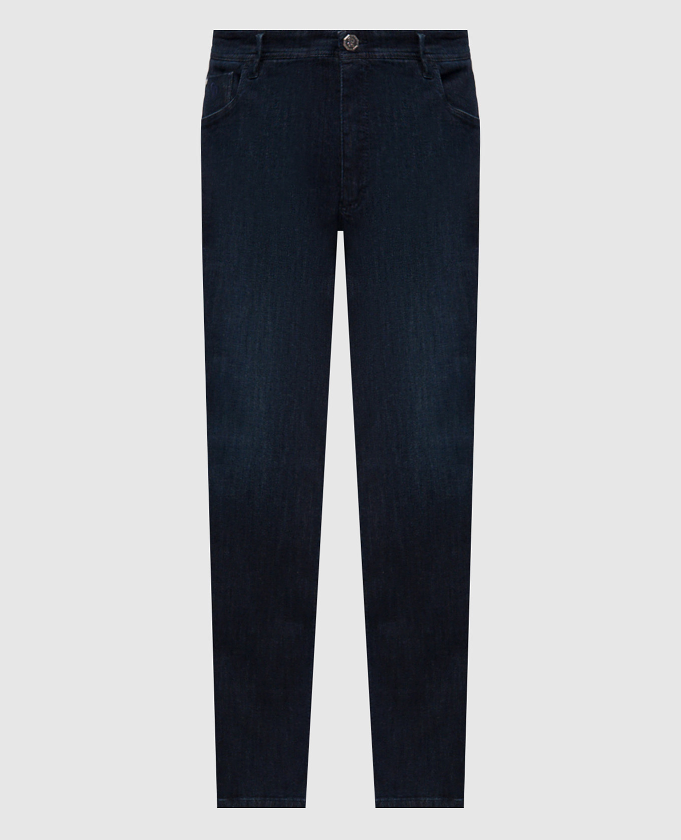 

Blue jeans with monogram logo patch Stefano Ricci