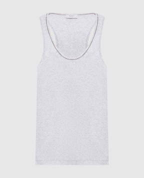 Peserico Grey melange top with monil chain A08919J005669