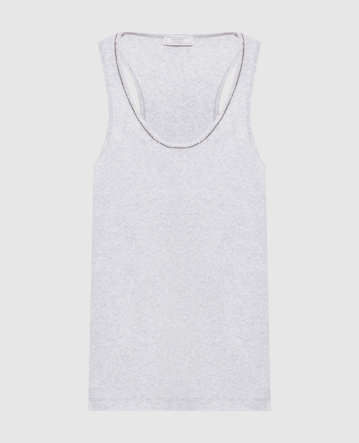 Grey melange top with monil chain Peserico