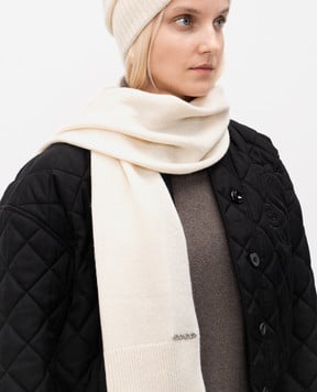 Dondup Beige cashmere and wool scarf with logo WK288Y00480DXXX