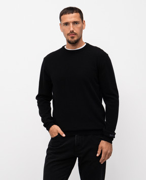 Woolrich Black wool jumper with logo embroidery CFWOKN0278MRUF0469
