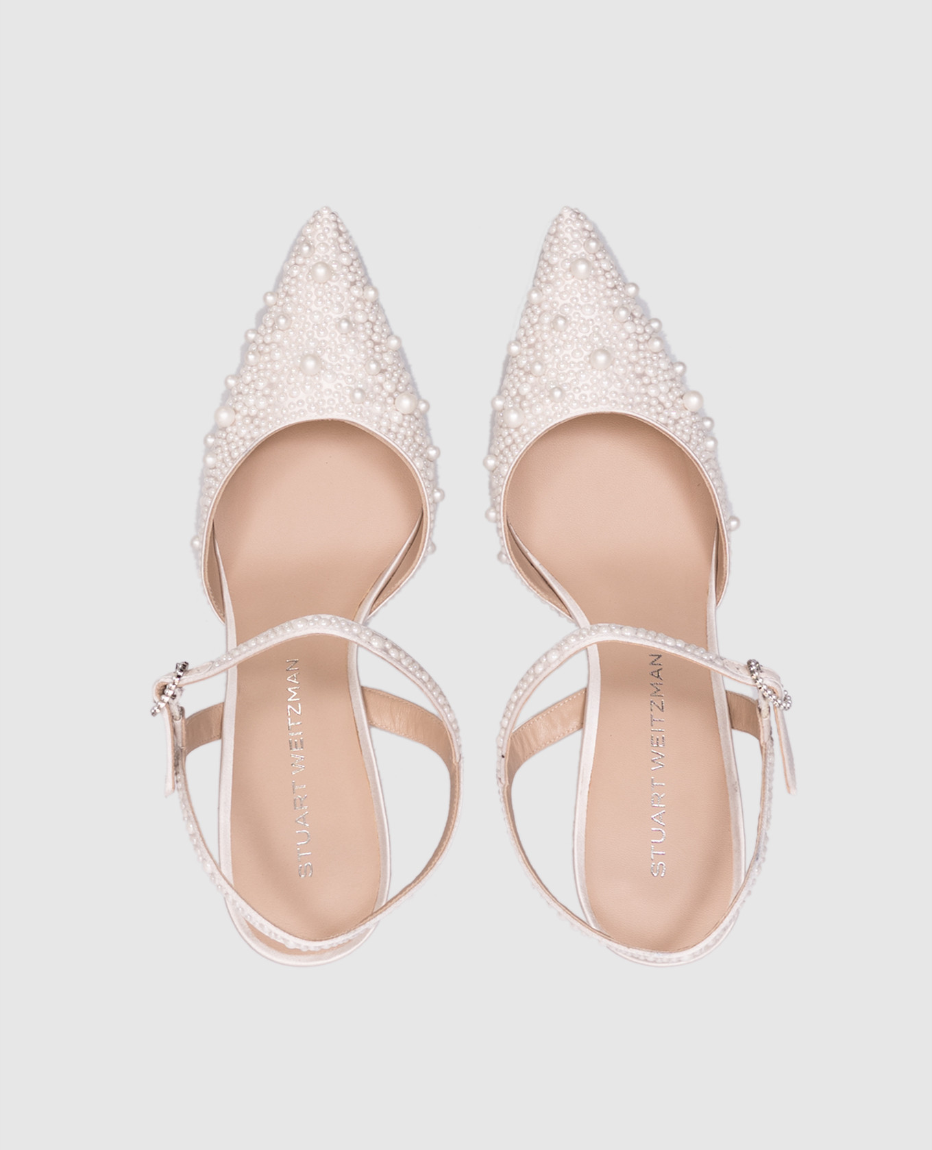 

White BLISS slingbacks with beads Stuart Weitzman