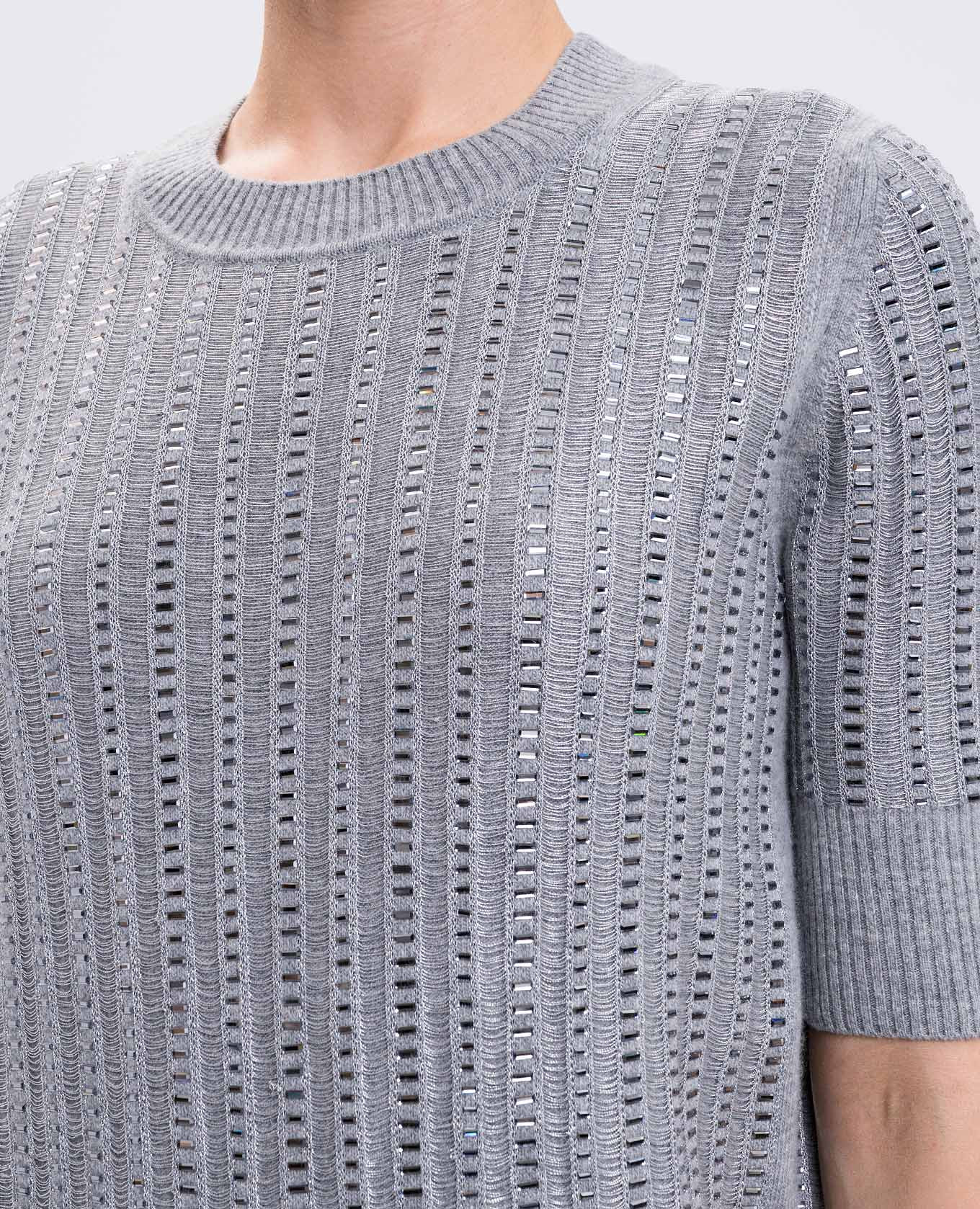 

Gray wool and cashmere top with crystals Ermanno Scervino, Grey