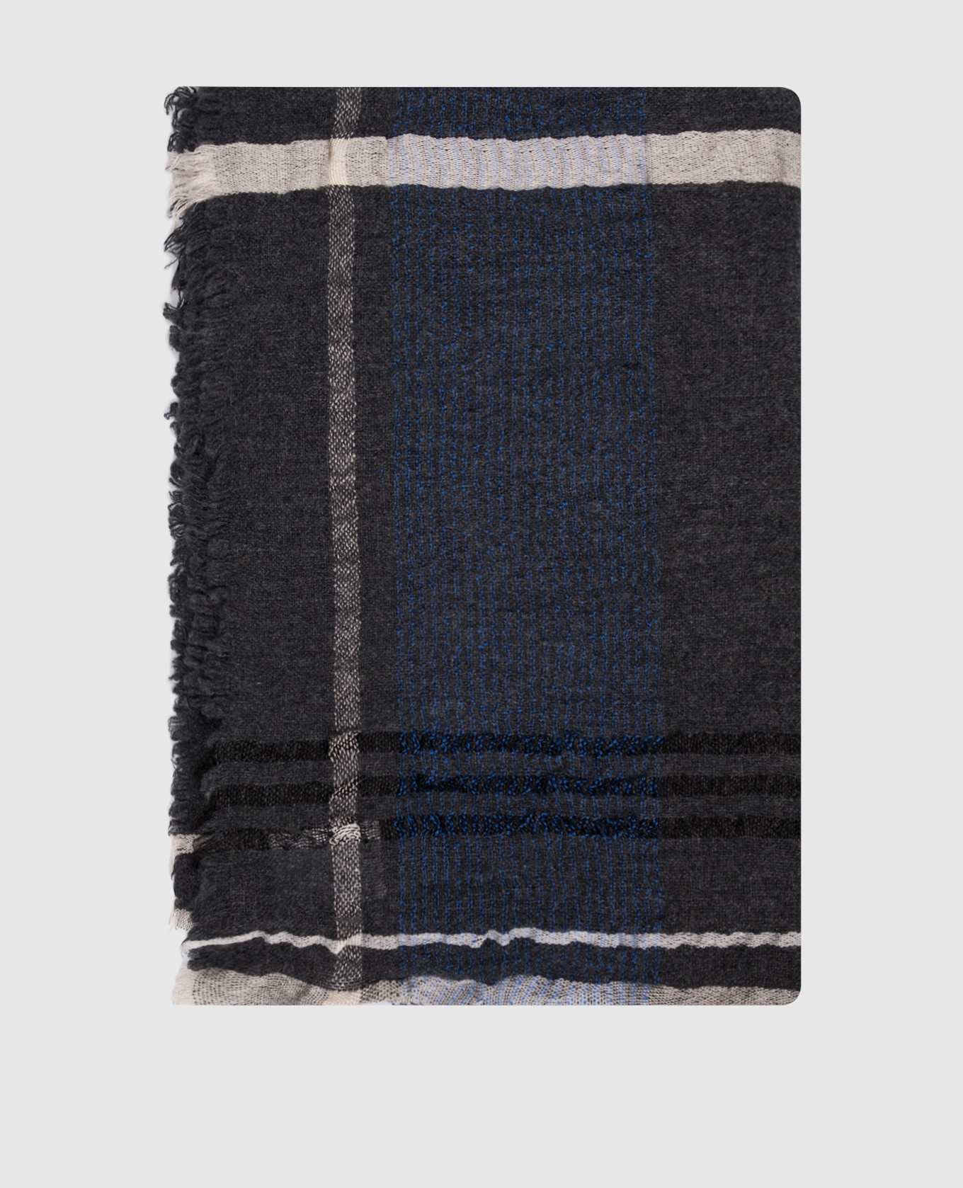 Gray stole with contrasting striped wool Y`S Yamamoto