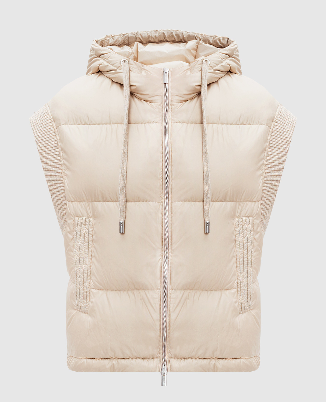 

Beige wool quilted waistcoat with lurex and monil chain Peserico