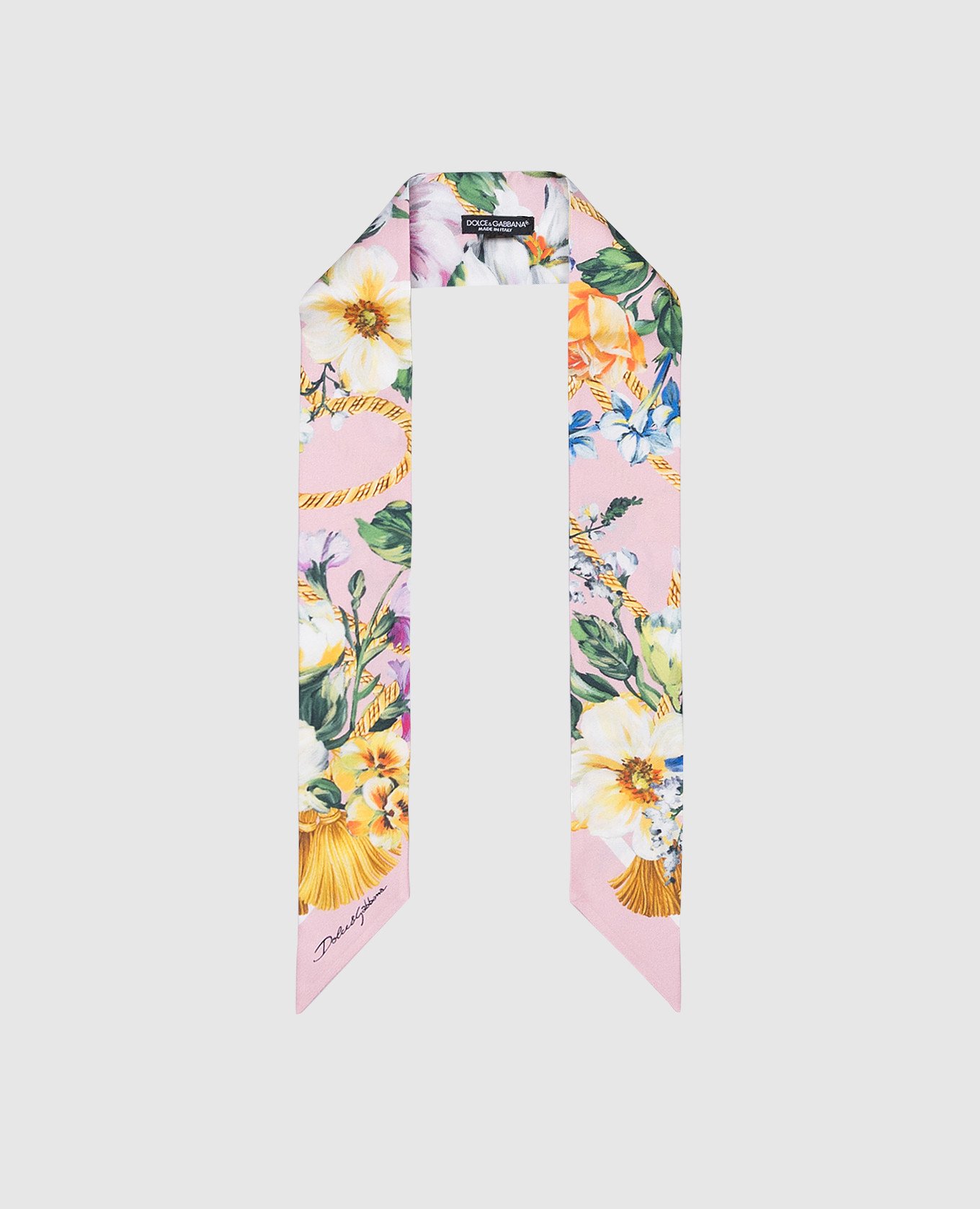 

Pink silk twill ribbon in floral print Dolce&Gabbana