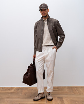 Brunello Cucinelli Beige melange polo shirt with linen M2L00315