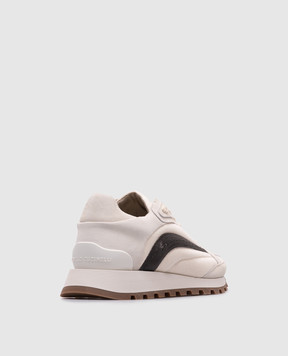 Brunello Cucinelli Beige combination sneakers with a monil chain MZSFG2941
