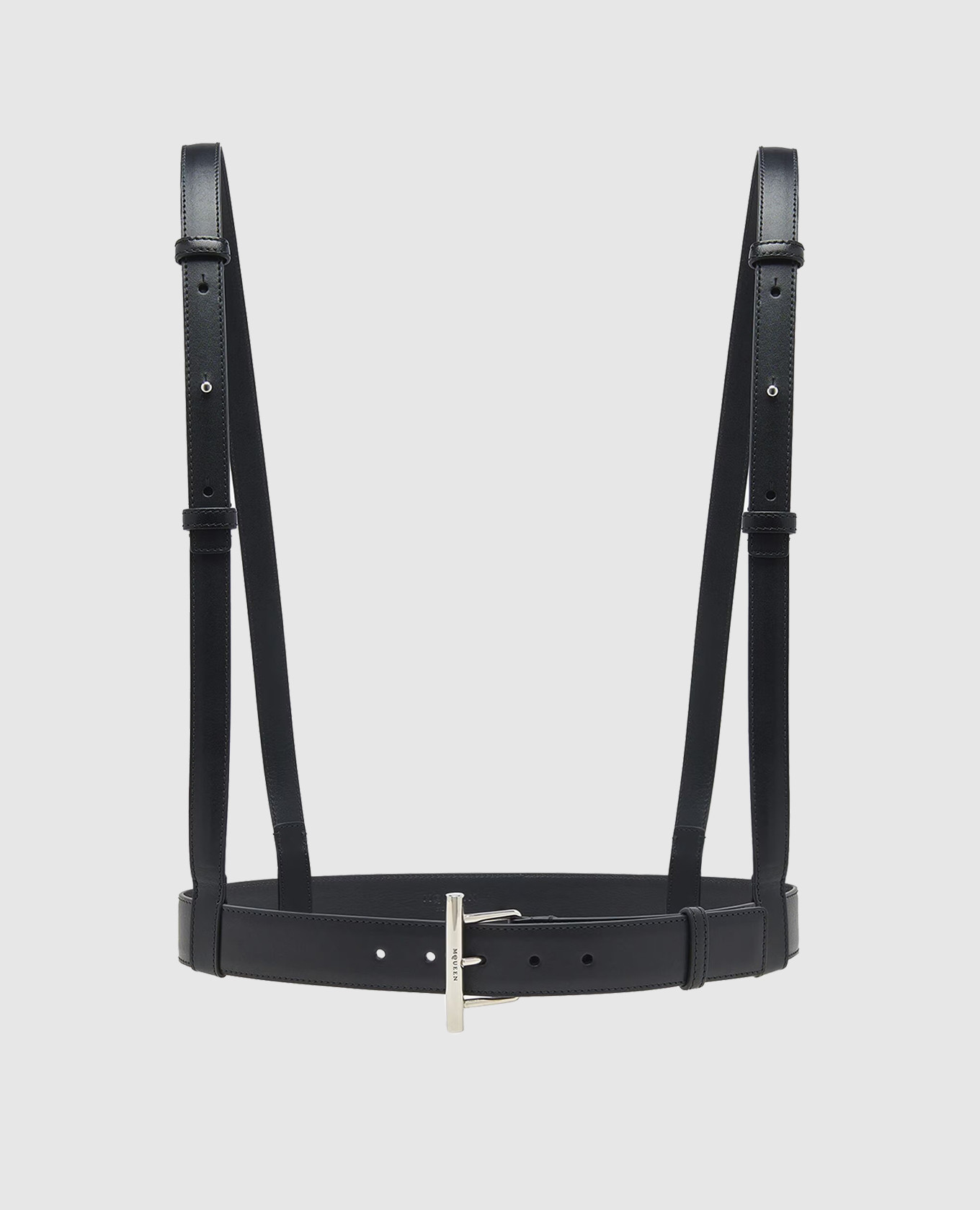 

Black leather T-Bar belt Alexander McQueen