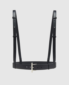 Alexander McQueen Black leather T-Bar belt 8384341HBEE