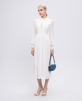 Twinset Beige midi dress with linen 251TP2063