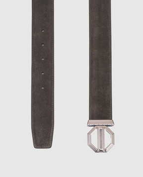 Stefano Ricci Khaki suede belt with logo N381SDC554U