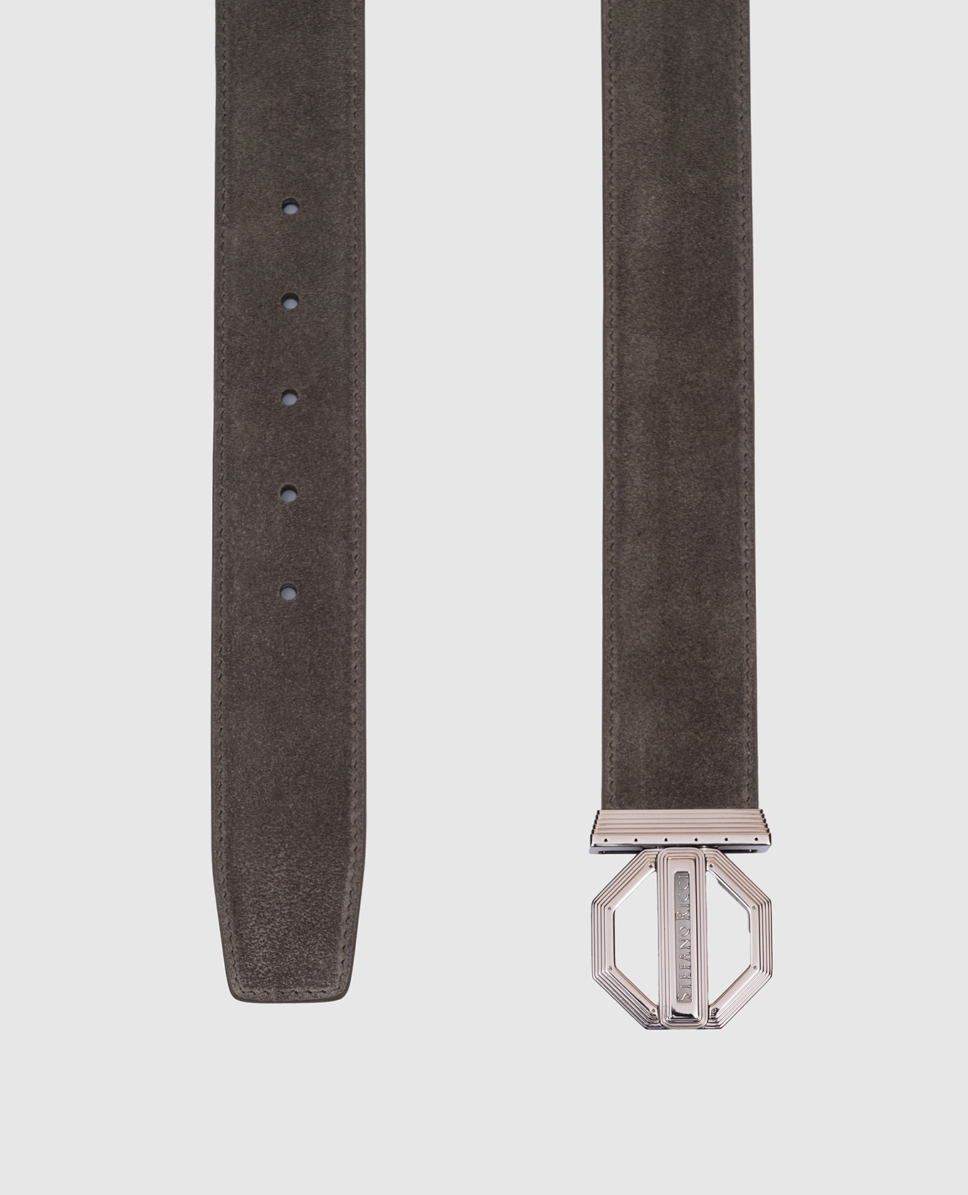 

Khaki suede belt with logo Stefano Ricci