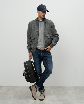 Brunello Cucinelli Gray wool and cashmere polo shirt M2400295