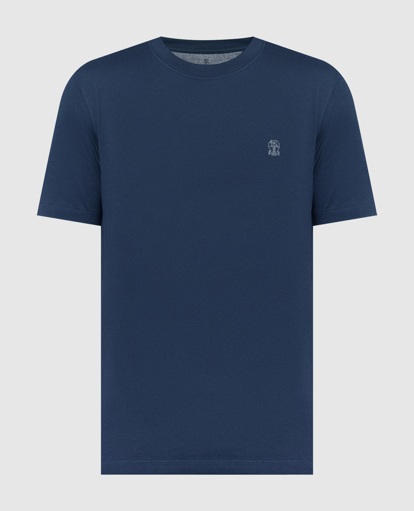 Blue t-shirt with logo emblem print brunello cucinelli