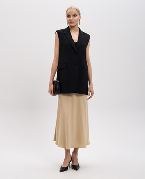 Agnona Black vest with logo TX0901XU5068