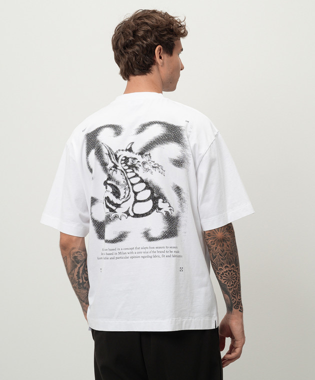 Off White Dragon Arrow White Loose Fit T Shirt OMAA120F24JER007 buy with European delivery at Symbol