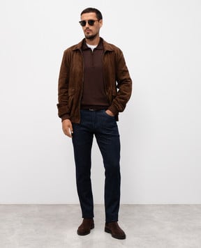 Stefano Ricci Brown wool, silk and cashmere polo shirt W505506P30W25350