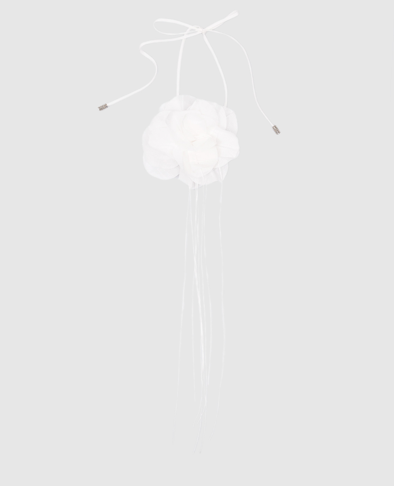 

White choker with silk with appliqué in the form of a flower Peserico