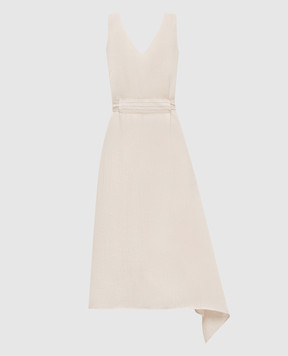 Peserico Beige dress with linen E02485A02600