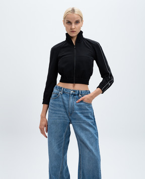 Alexander Wang Black cropped sports jacket with contrasting ribbon 4CC3242091