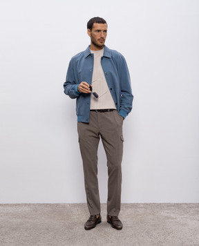Stefano Ricci Blue nubuck jacket with logo emblem M7J5100100MKOTG