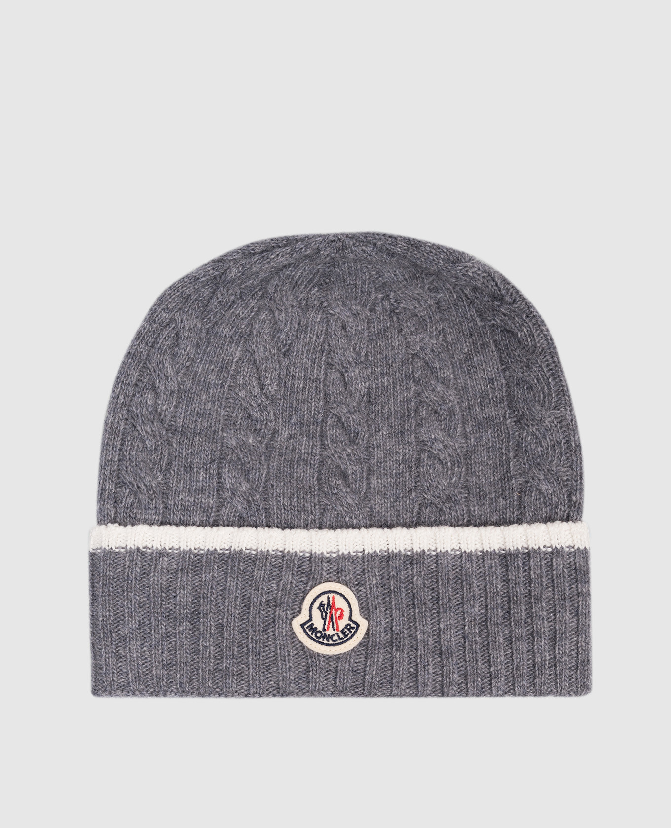 Children&#39;s gray wool hat with logo Moncler ENFANT