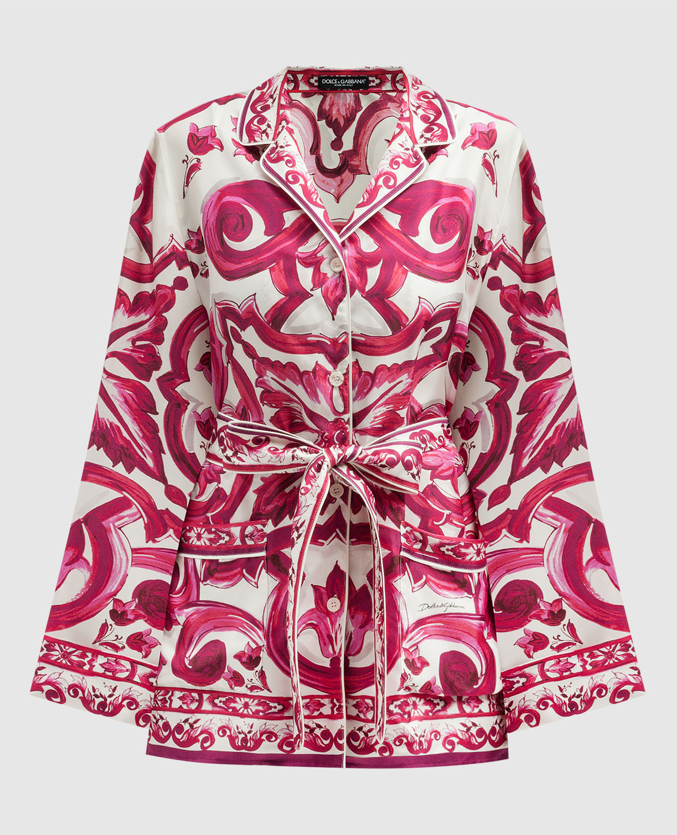 

White silk blouse with Majolica print Dolce&Gabbana