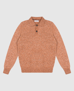 Brunello Cucinelli Children's orange polo shirt with alpaca wool BSOM74405B