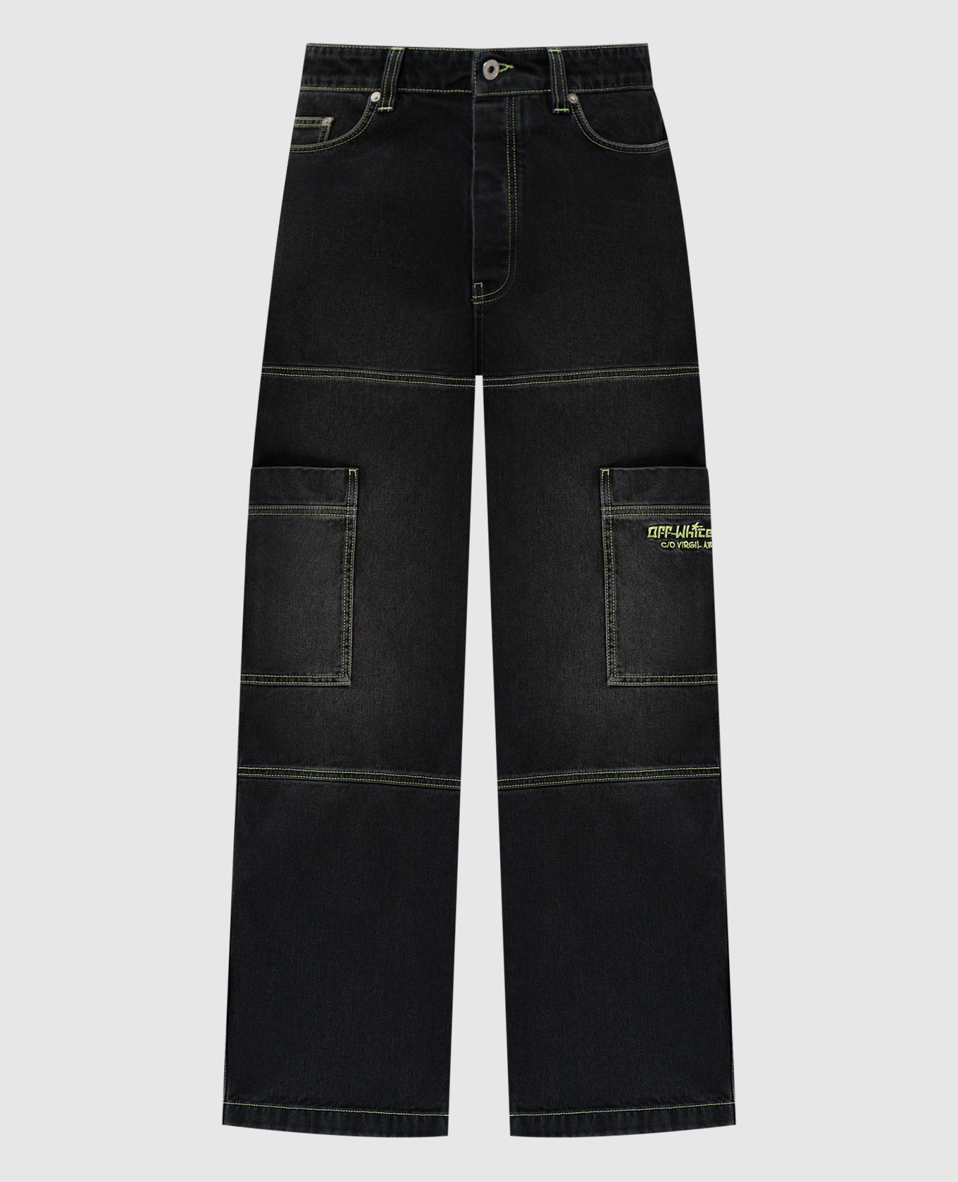 Black cargo jeans with logo embroidery Off-White