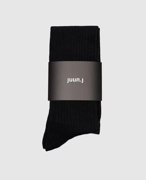 Juun.j Black wool socks with logo embroidery JW51KTW025