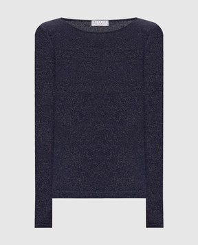 Brunello Cucinelli Blue cashmere and silk lurex sweater M41800008P