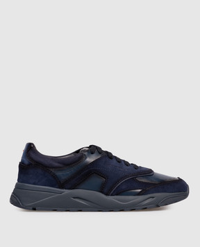 Santoni Blue suede sneakers with a degraded effect MBIM22112NOTTKOH