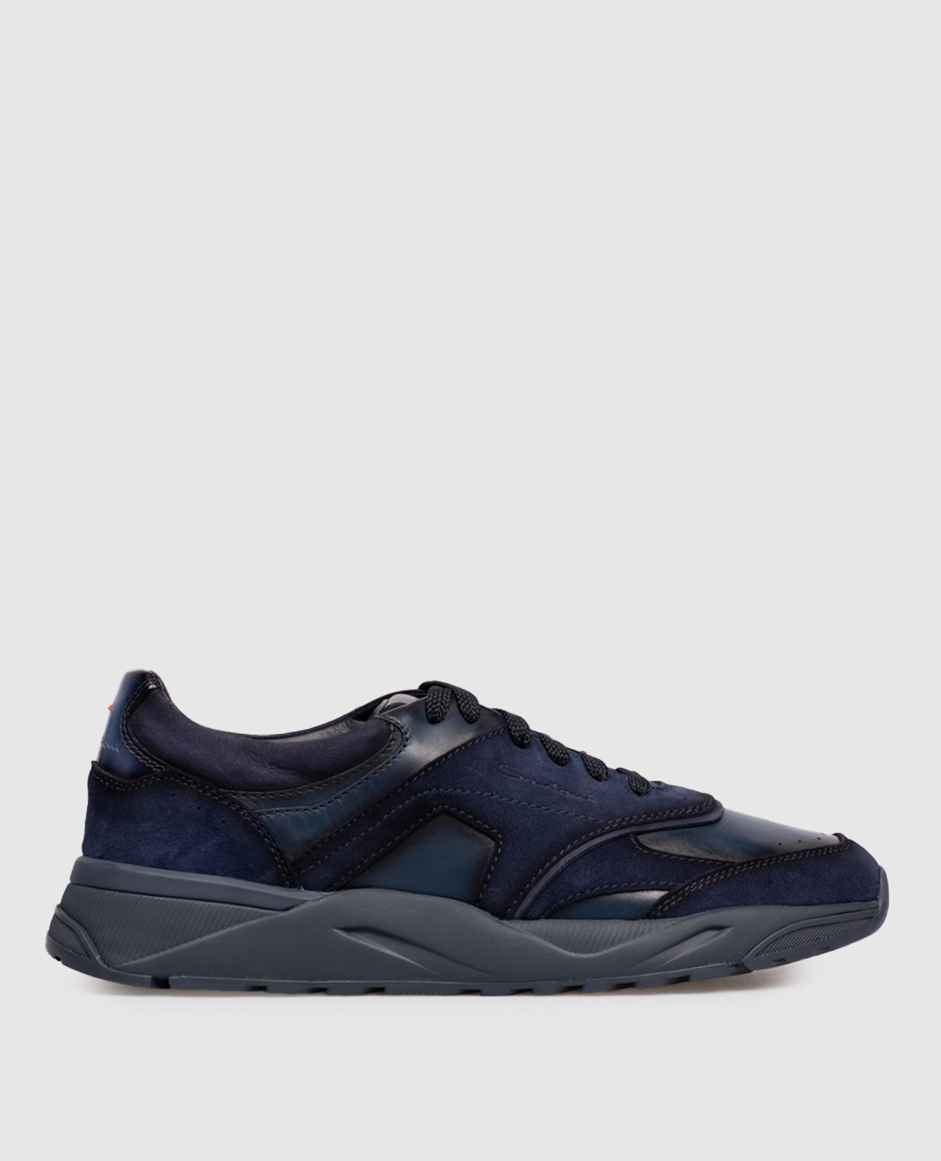 Blue suede sneakers with a degraded effect Santoni